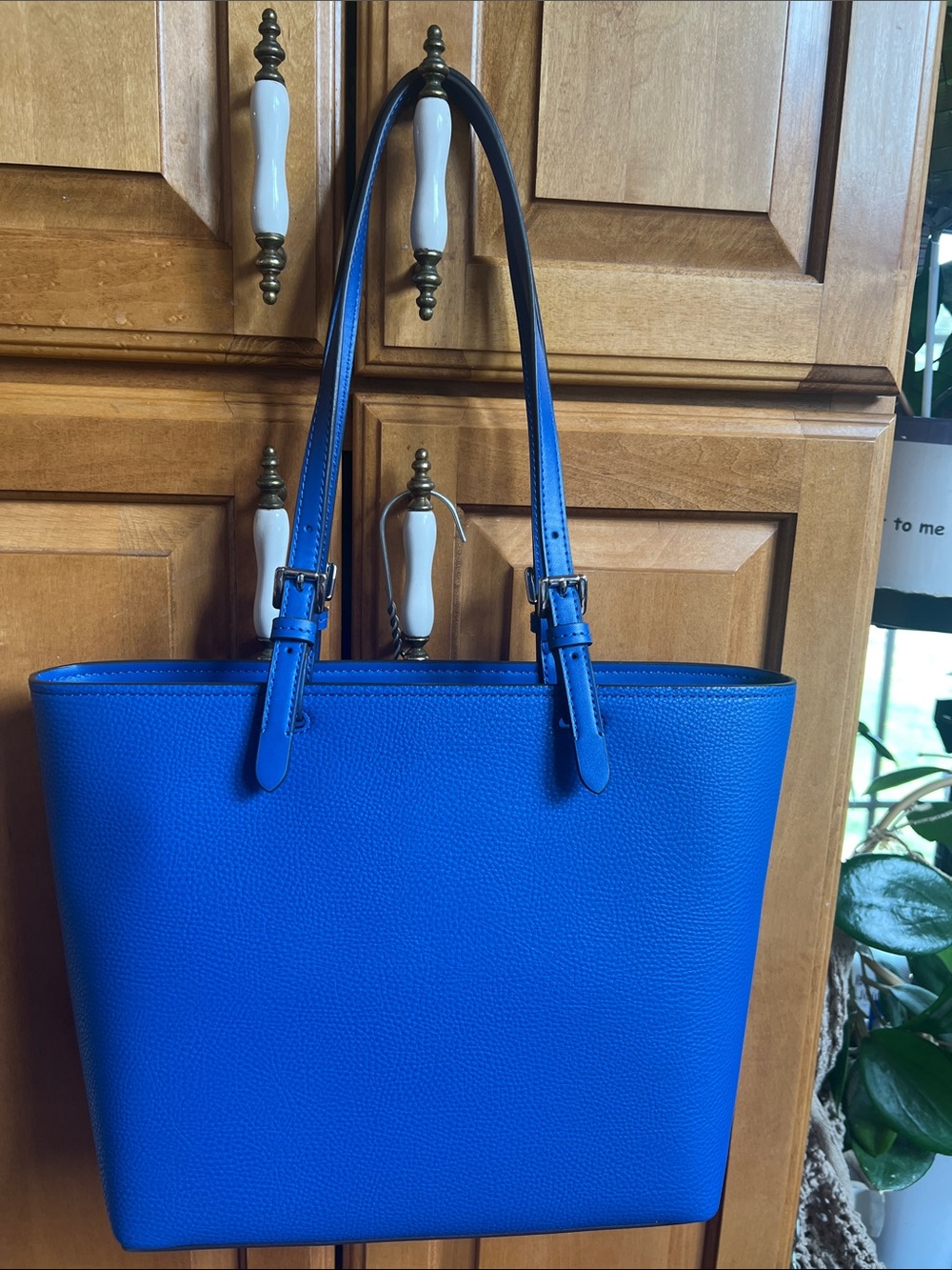 Michael Kors Galaxy Blue Pebbled Leather Tote Jet Set Medium - Picture 8 of 10